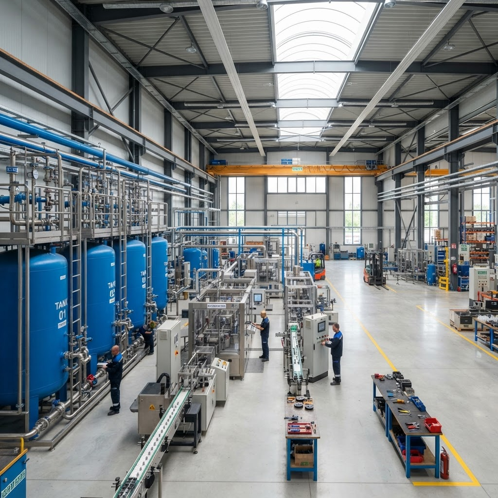 Wnętrze hali produkcyjnej WTI